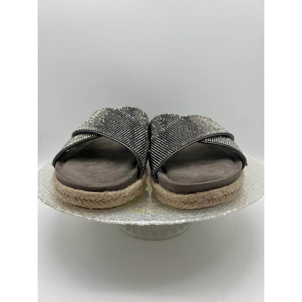 Carvela Comfort Slip on Silver Rhinestone Open Round Toe Sandals Size 7 - Picture 7 of 10